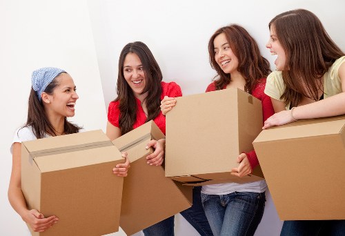 Packed boxes and protected household items for transport