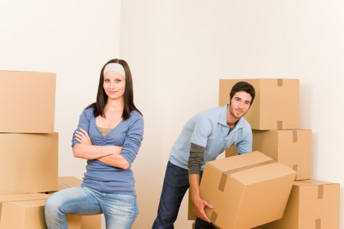 Packed household items ready for transport by removal companies