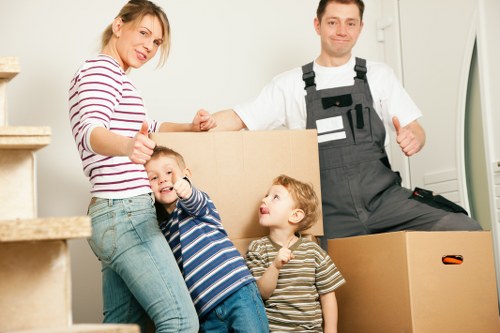 Office furniture and equipment arranged for a business move in Bromleycommon